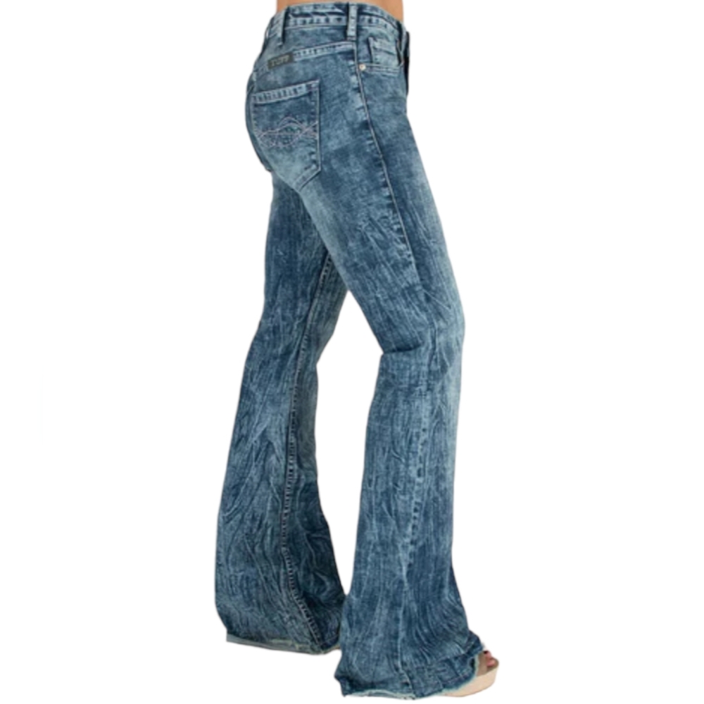 COWGIRL TUFF "C. Breeze" flares wide leg jeans acid wash bell bottoms 30R 30x33L